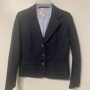 Talbots Blazer Women 2 Petite Navy Blue Button Up Stretch